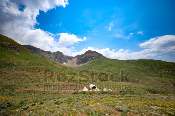 Dersim yaylalarında dağlar arasındaki çadırlar, yeşil yamaçlar ve kır çiçekleri doğal yayla yaşamını yansıtıyor.
